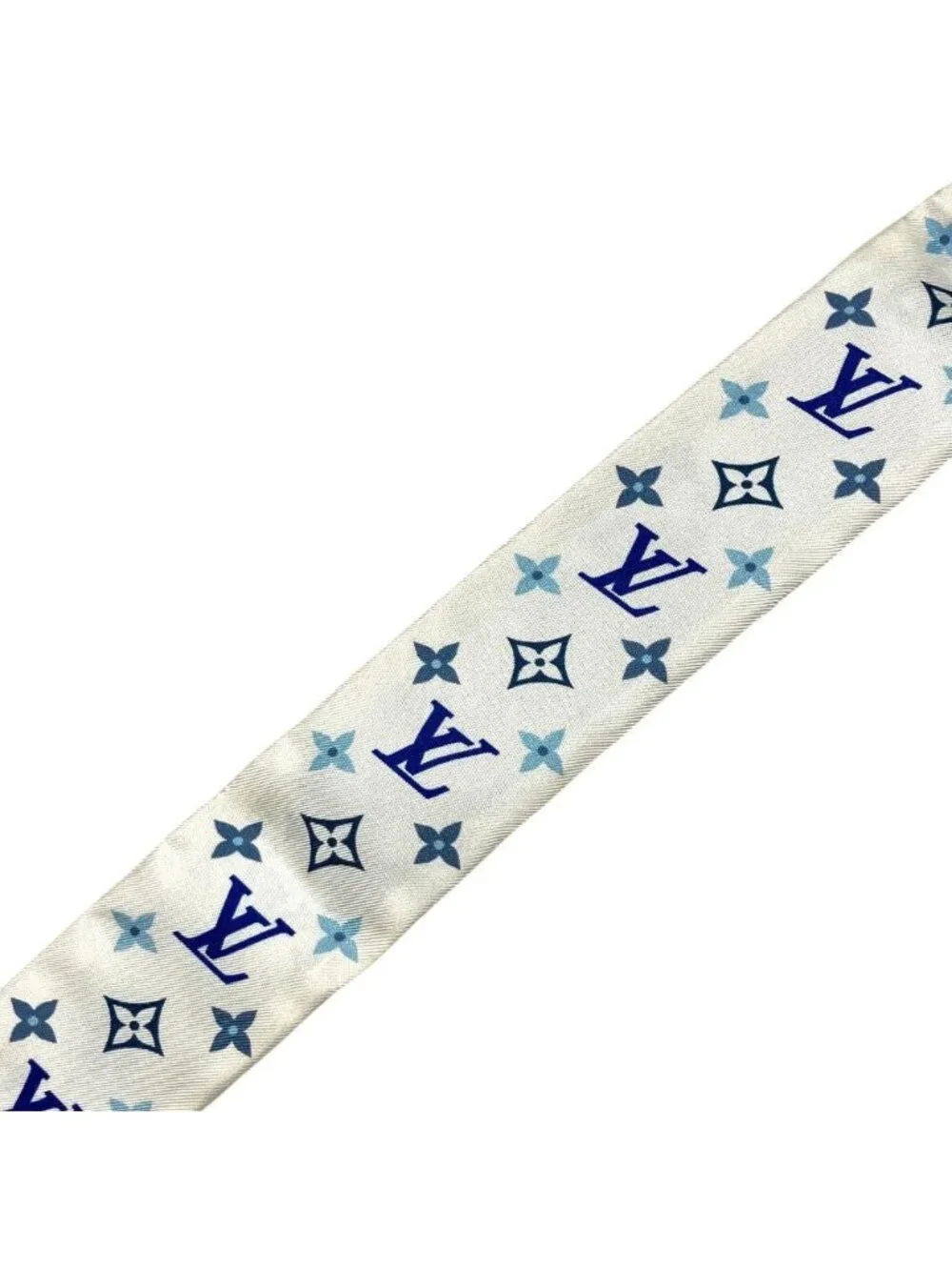 Louis Vuitton Bandeau BB Studs Narrow Scarf White Blue
